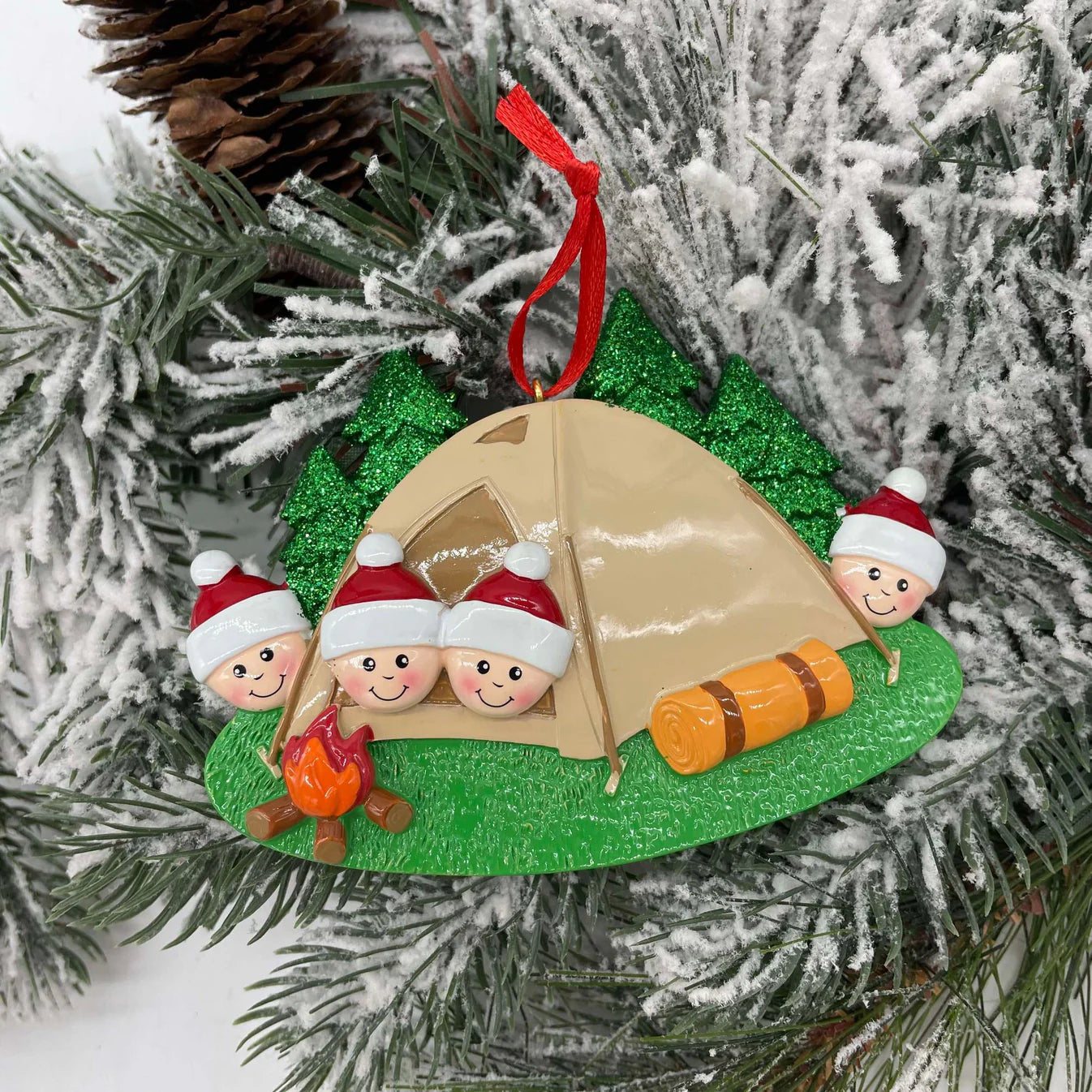 Camping Family Polyresin Ornaments