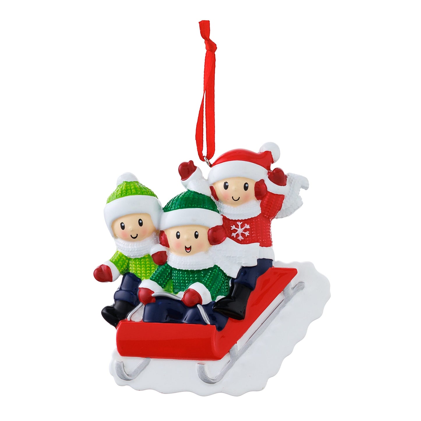 Sledding Family Polyresin Ornaments