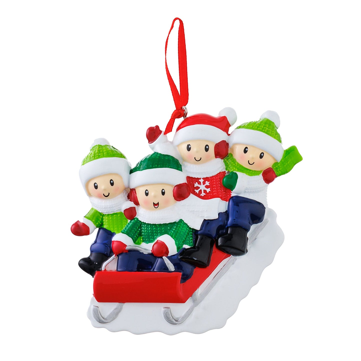 Sledding Family Polyresin Ornaments