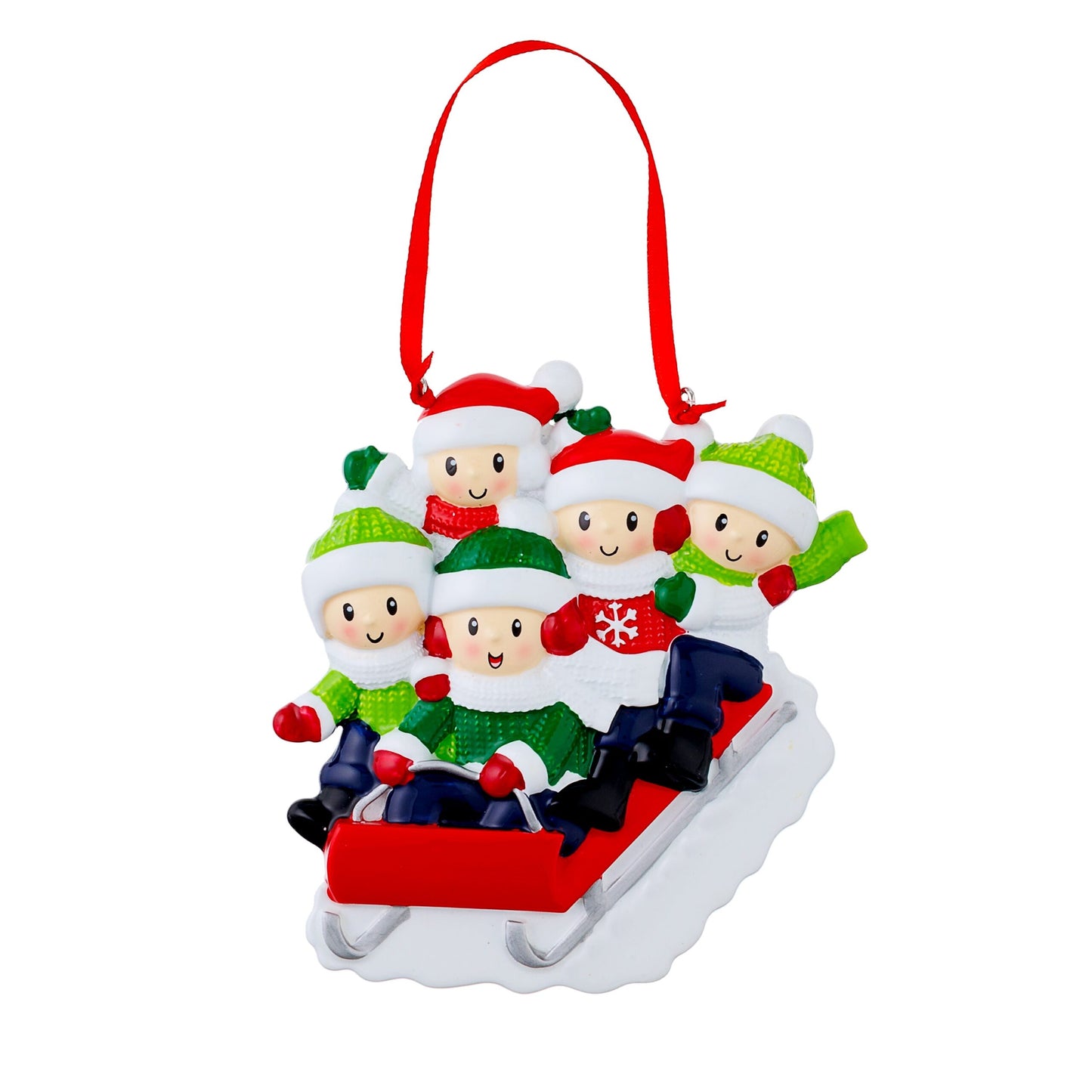 Sledding Family Polyresin Ornaments